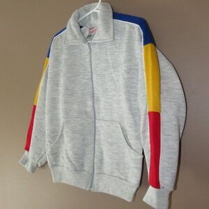 Hush Puppies Boys Unisex 7 Gray Primary Color Block Full Zip Sweatshirt Retro